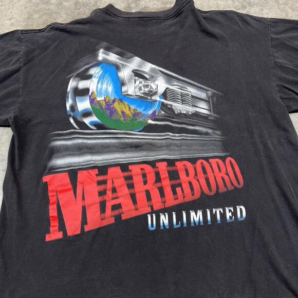 vintage marlboro unlimited made in usa train faded black shirt size xl - Picture 2 of 5